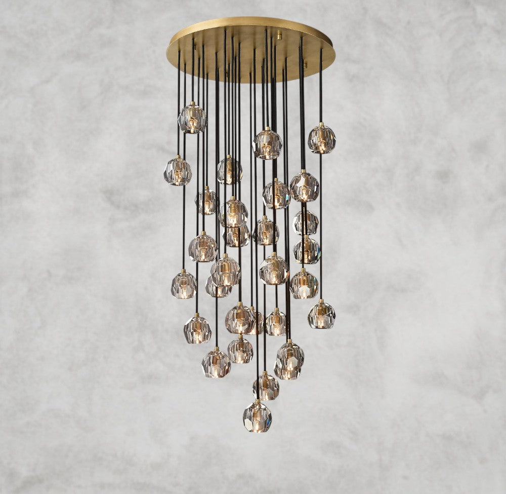 Boule De Cristal Clear/ Smoke Glass Round Cluster Chandelier 14", 19", 24", 30", 40"